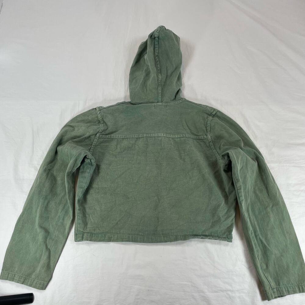 Earthbound Trading Co Floral Embroidered Hooded Crop Jacket Green XL Women's - Picture 2 of 8